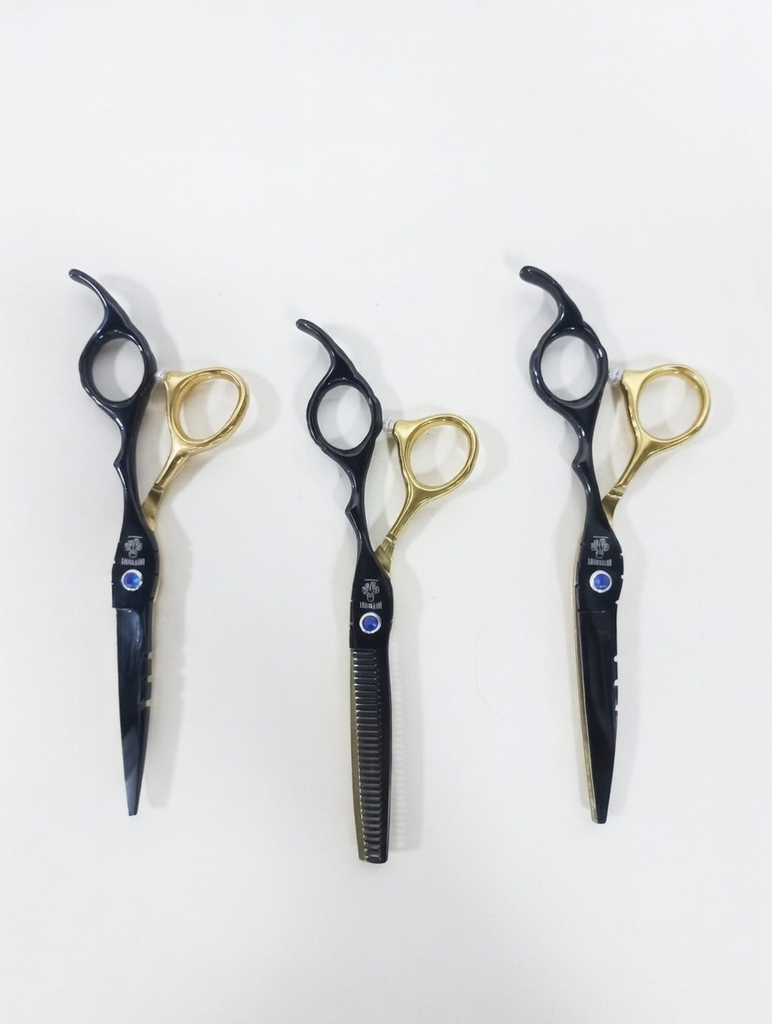 KIT TIJERA X3 DIAMANTÉ NEGRO DORADO 